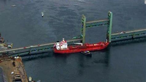 container ship hits bridge in america